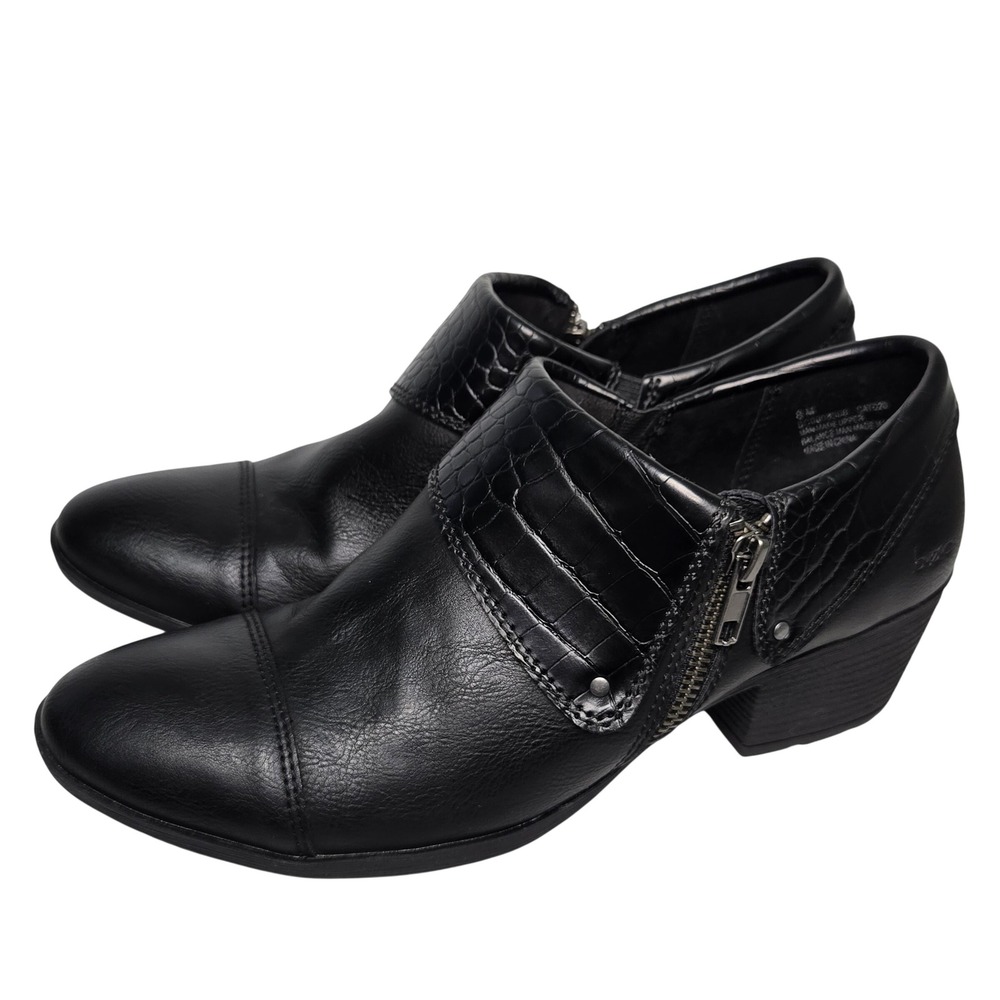 b.o.c. Born Concept Black Croc Embossed Shootie Block Heel 8M